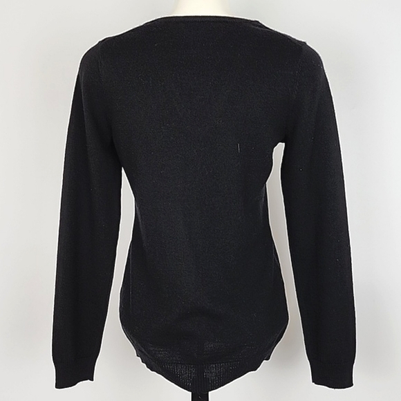 Jones & Co. Women's Black 100% Merino  V Neck Pullover Sweater Size Medium - Picture 2 of 12